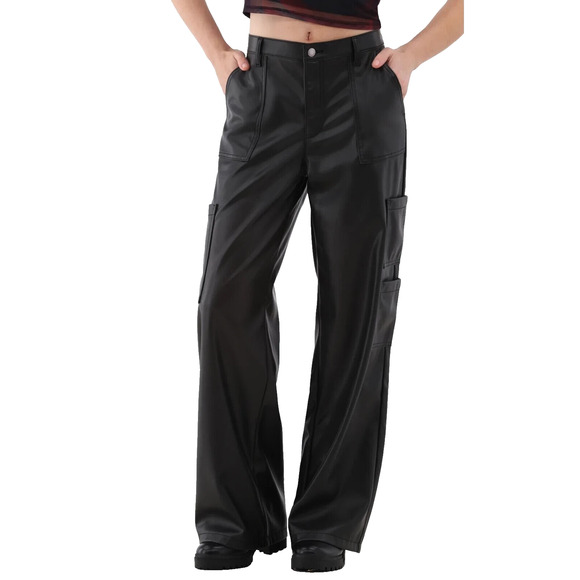 No Boundaries Womens Black Wide Leg Cargo Pants Size XL Mid Rise 31” Inseam - Picture 1 of 6